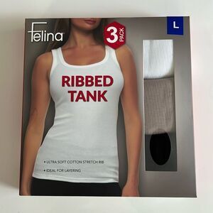 Felina Women's Ultra Soft Cotton Stretch 3-Pack Ribbed Tank, Multicolor